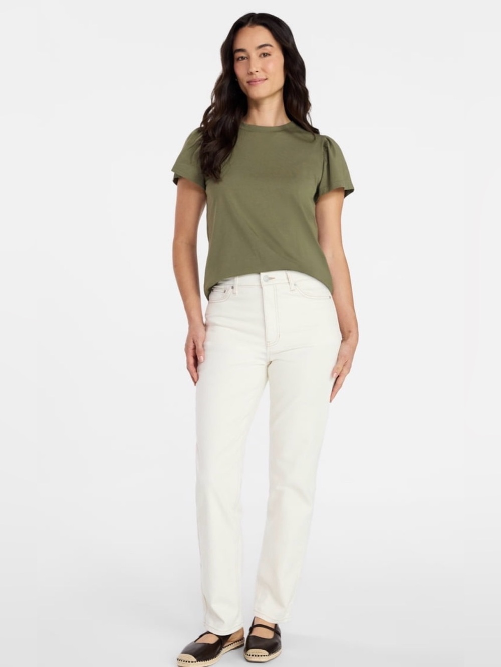 A459 Time and Tru High rise Straight Full Size Straight Leg Jeans-Ivory NWT